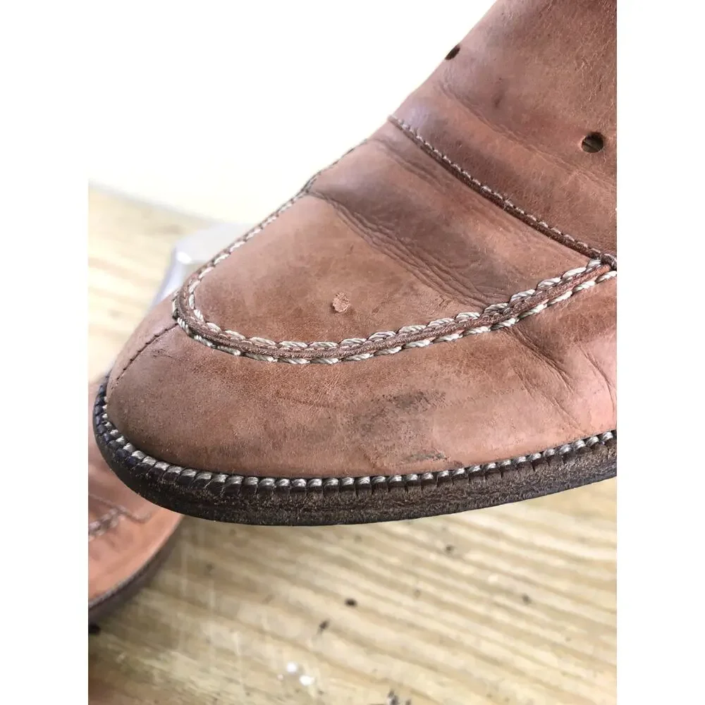 Manolo Blahnik Shoes Womens 40 Brown Leather Loafers Flats Slip Ons Italy